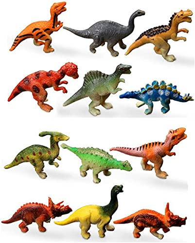 HAPTIME Mini Dinosaur Figures - Pack of 12