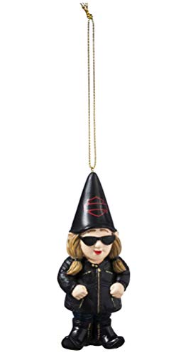 Harley-Davidson Sculpted Lady Biker Gnome Hanging Ornament, Black 3OT4902GMB