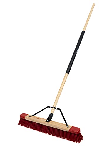 Harper 20201041 24 in. Premium Indoor/Outdoor Wet/Dry All-Purpose Push Broom with Semi-Stiff Bristles for Dirt, Soil, Mulch, Grass and Oil Dry