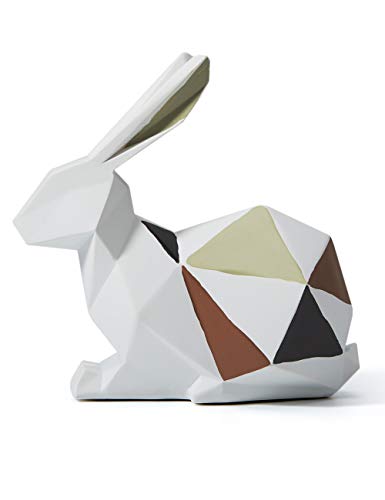 HAUCOZE Sculpture Rabbit Statue Decor Geometric Bunny Polyresin Home Arts 6.1 inch