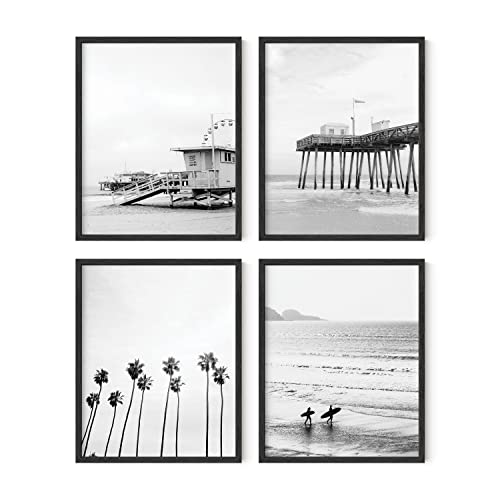 HAUS AND HUES Black and White Wall Art Beach Posters Wall Decor | Coastal Grandmother Decor, Ocean Posters, Beach Art, 8x10 UNFRAMED