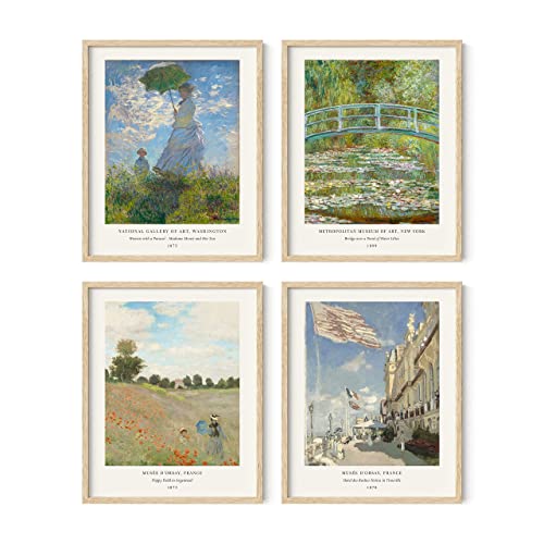 HAUS AND HUES Claude Monet Artwork Set of 4 Water Lilies Claude Monet Posters