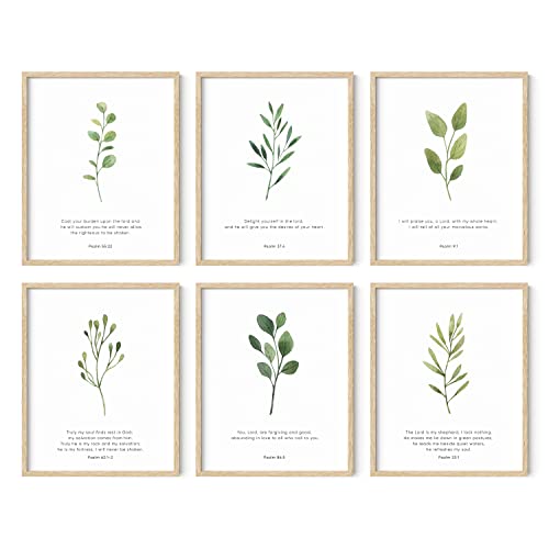 HAUS AND HUES Framed Bible Verses Wall Decor - Set of 6 Christian Wall Decor Scripture Wall Art Bible Verses Wall Art Scripture Art Wall Decor Christian Posters (Beige Framed, 8x10)