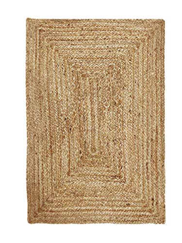 Hausattire Hand Woven Jute Braided Rug 2x3 Natural Reversible Farmhouse Accent Rugs For Living Room Kitchen Bedroom 24x36 Inches 51gHrdF MhL 