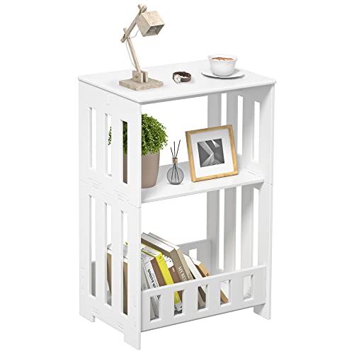 HAYOFAMY 3 Tier Narrow End Table with Display Shelf