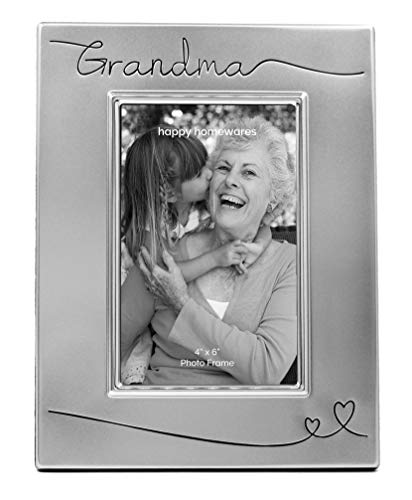 Haysom Interiors Beautiful Two Tone Silver Plated Grandma 4" x 6" Picture Frame with Black Velvet | Unique and Thoughtful Gift Idea