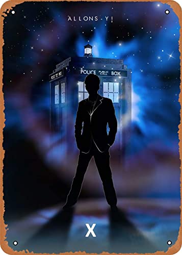 HCHANA Doctor Who 10th Doctor with Tardis Metal Tin Sign Vintage 8x12 Inch Wall Decor