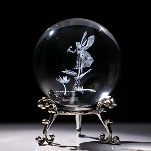 HDCRYSTALGIFTS Crystal Fairy with Dragonfly and Lotus Figurines