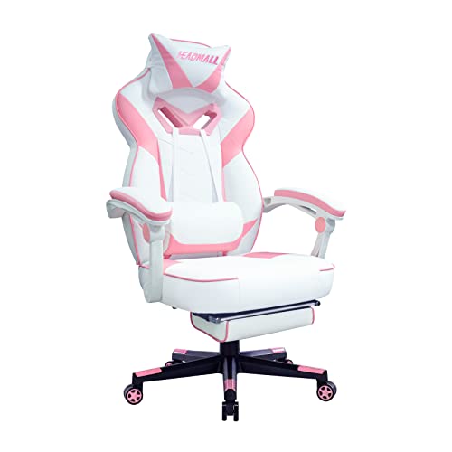HEADMALL Pink Gaming Chair with Footrest - Premium Comfort and Style