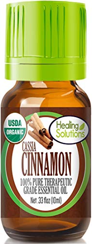 Healing Solutions Organic 10ml Oils - Cinnamon Cassia Essential Oil - 0.33 Fluid Ounces