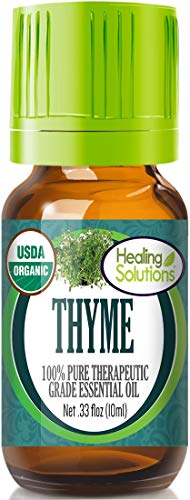 Healing Solutions Organic Thyme Essential Oil - Energizing Aromatherapy