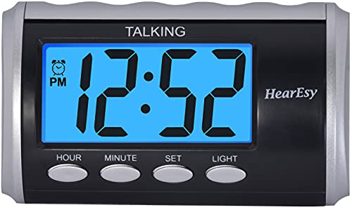 HearEsy Talking Alarm Clock - Large Numbers Desk Clock for Visually Impaired