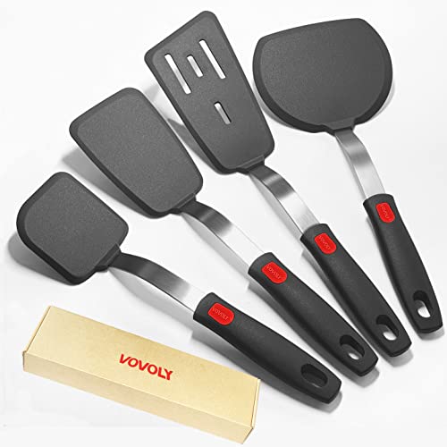 Heat Resistant Silicone Spatula Turner Set, 4 Pack