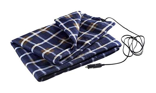 Heated 12 Volt Throw Fleece Blanket for Car, RV (Blue)