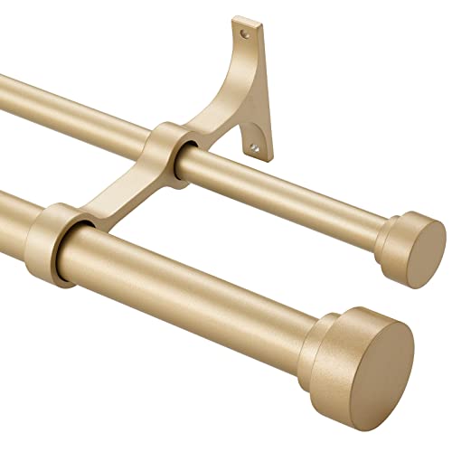 Heavy Duty Double Curtain Rods with Cylindrical Cap Finials