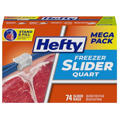 Hefty Slider Freezer Bags, Quart Size, 74 Count