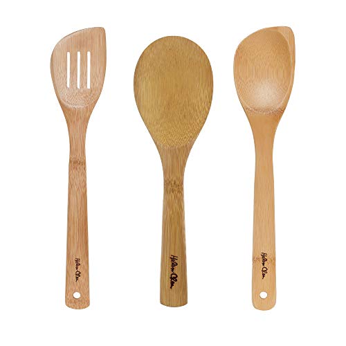 Helen’s Asian Kitchen 97145 Bamboo Cooking Utensils and Stir Fry Tools, 3-Piece Set, One Size, Assorted Colors