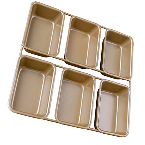 Hemoton Square Griddle Bread Loaf Pan Non-stick Pan 6 Grids Iron Baking Pan Loaf Pan Toast Mould Baking Tray Bakeware Baking Gadget for Home Bakery Golden Square Cake Mold Loaf Tin