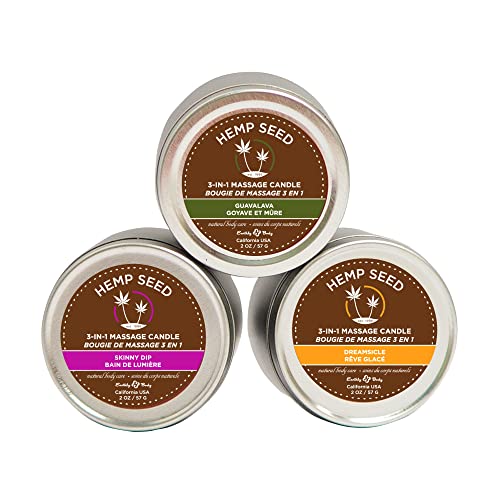 Hemp Seed Massage Candle Trio - 3 Scents - 3-in-1