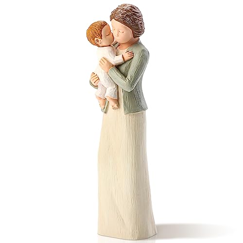 Hensonever Grandma Figurines, Sculpted Hand-Painted Grandmother and Grandchild Figures Birthday Gifts