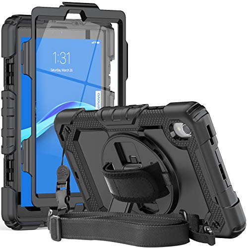 Herize Case for Lenovo Tab M8: Durable Rubber Case with Adjustable Straps and Built-in Screen Protector