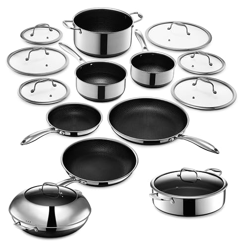 HexClad 16 Piece Hybrid Stainless Steel Cookware Set