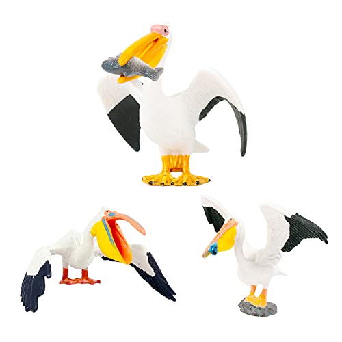 Hiawbon 3 Pcs Realistic Pelican Figurines Set