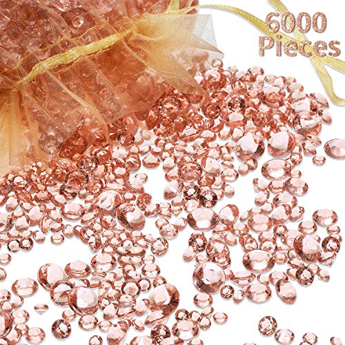 Hicarer Rose Gold Diamonds Table Acrylic Crystal Scatter Gems