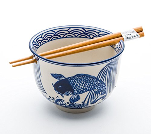 Hinomaru Collection Ramen Udon Noodle Bowl with Chopsticks