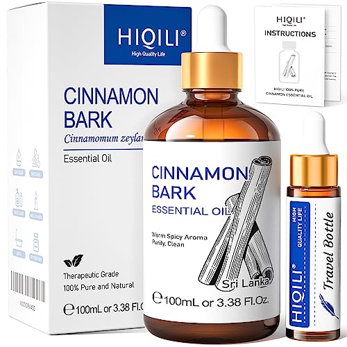 HIQILI Cinnamon Essential Oil, Natural Premium Oil for Diffuser Skin Care