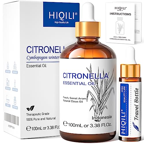 HIQILI Citronella Essential Oil - 100% Pure Undiluted for Diffuser