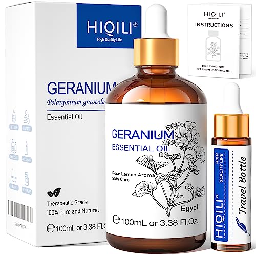 HIQILI Geranium Essential Oil - 100% Pure & Natural