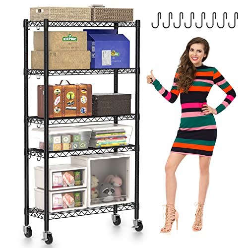 Hodonas 5-Tier Storage Shelves with Wheels