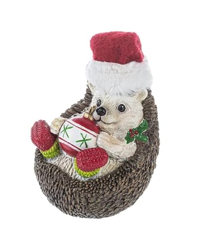 Holiday Hedgehog with Santa Hat Figurine Cute Animal Christmas Decorations