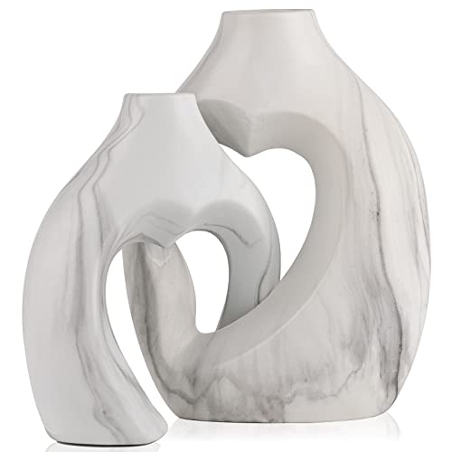 Hollow Marble Vase Set of 2