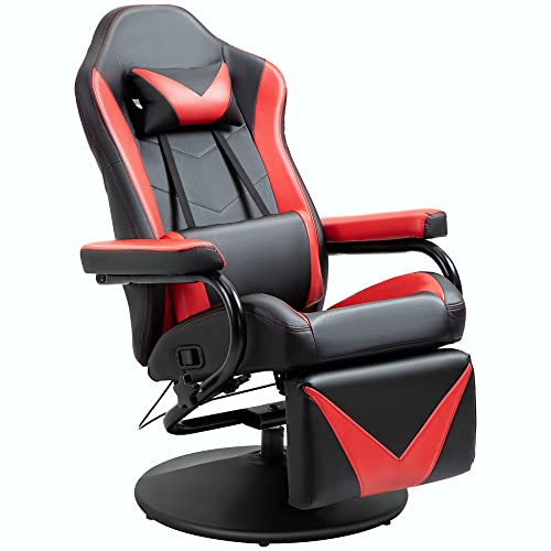 HOMCOM Gaming Recliner Chair with Adjustable Backrest and Footrest