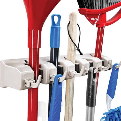 HOME IT Mop And Broom Holder - Garage Storage Systems