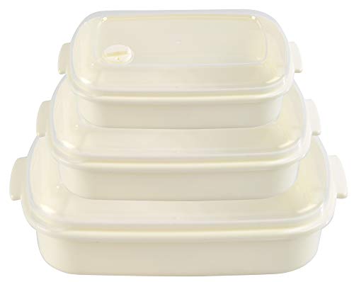 Home-X Rectangle Food Storage Containers - Set of 3 – Cream