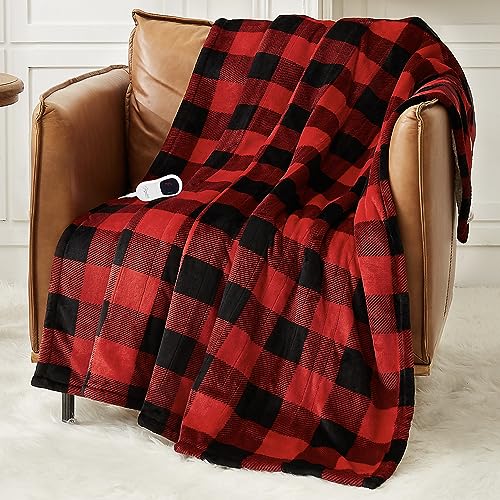 HomeMate Electric Blanket Heated Throw - 50“x60“ Ultra Soft Cozy Flannel Heating Blanket with 10 Fast Heat Levels 8 Hours Auto Off Over-Heated Protection ETL Certification Keep Warm in Home Office