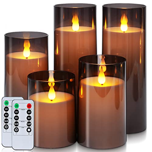 Homemory Gray Flameless Candles with Remote Control