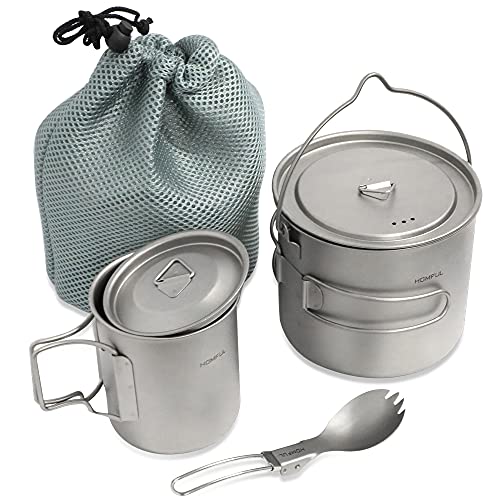 HOMFUL Camping Cookware Titanium Set