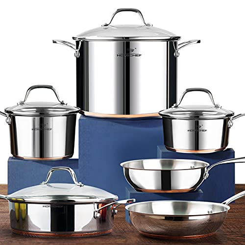 HOMICHEF 10-Piece Stainless Steel Cookware Set - Nickel Free