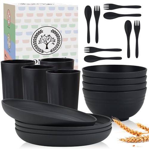 Homienly 20pcs Wheat Straw Dinnerware Sets