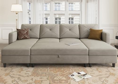 HONBAY Sleeper Sectional Sofa Set