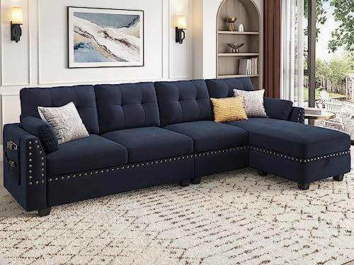 HONBAY Velvet Sectional Sofa L Shaped Couch