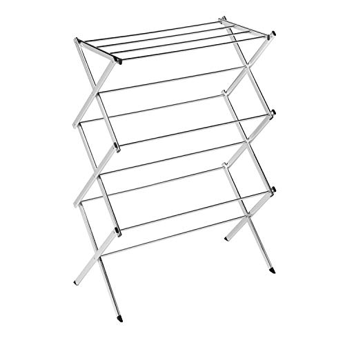 Honey-Can-Do Commercial Accordion Wood Drying Rack, Chrome, for Storage
