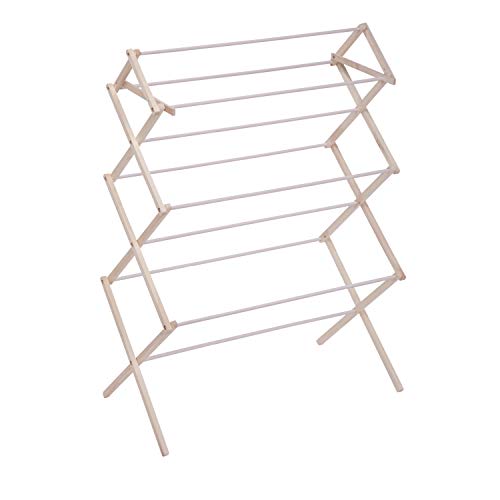 Honey Can Do Compact Folding Wooden Clothes Drying Rack DRY-09064c, White/Natural