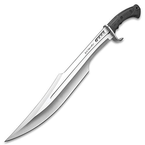 HONSHU Spartan Sword with Leather Scabbard - Razor-Sharp Full-Tang 7Cr13 Stainless Steel Blade, TPR Injection Handle, Stainless Steel Guard - Rock-Solid, Tactical Tool for Real-World Use - Length 23"