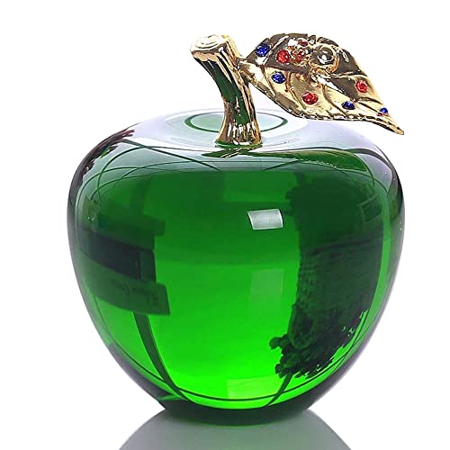 Hoobar Crystal Apple Figurine Paperweight Craft Ideal Decoration 2.7 Inch Gifts for Wedding Birthday Christmas Green