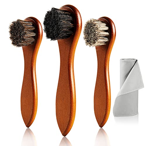 1 Pcs Horse Hair Brushes Shine Buff Polish Cleaner for Shoes Boots Coats  Sofa Quickly Clean and Polish Leather and Suede